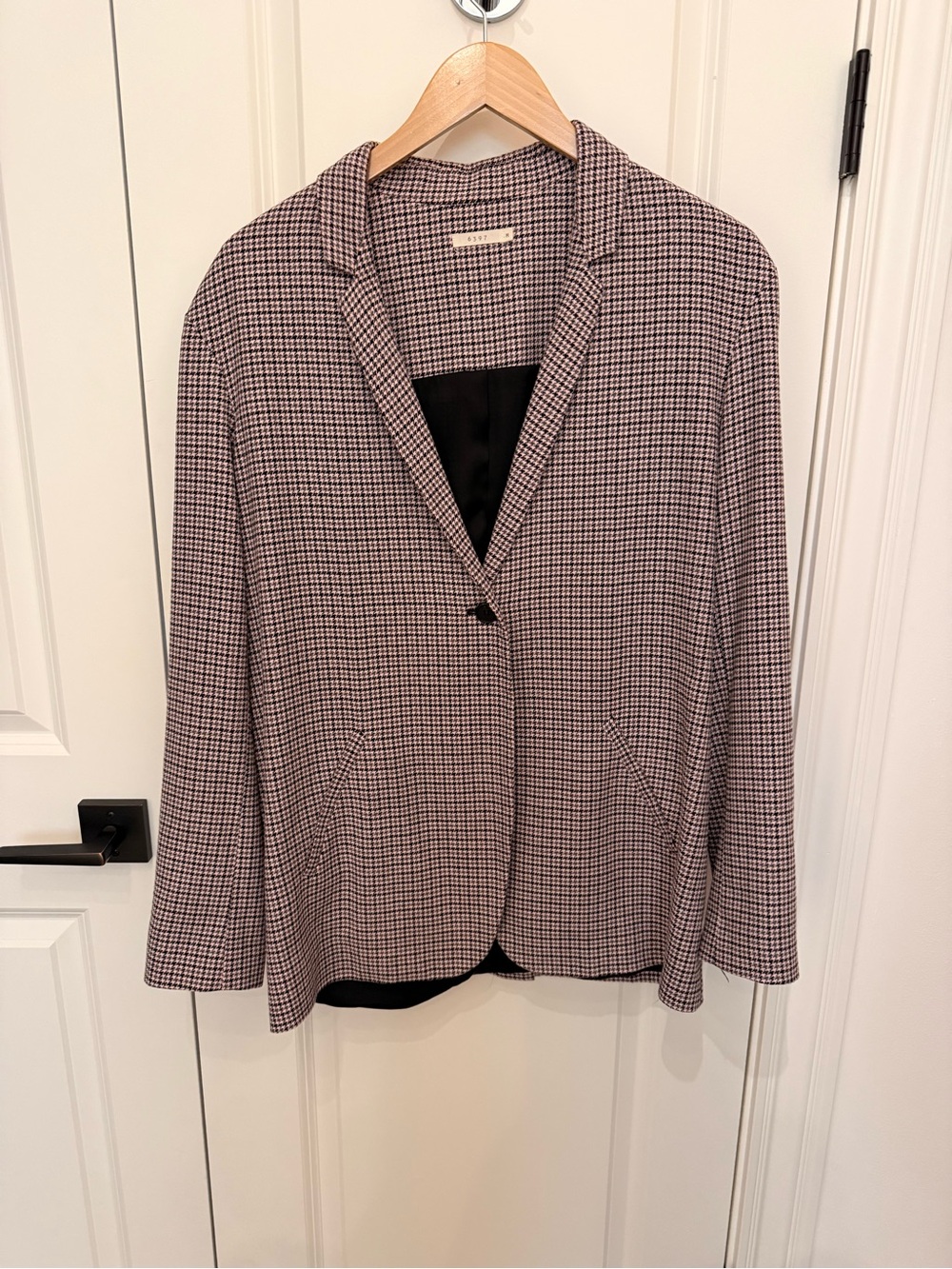 6397 Checked Single-Button Women’s Blazer Jacket - Pink, Black & White